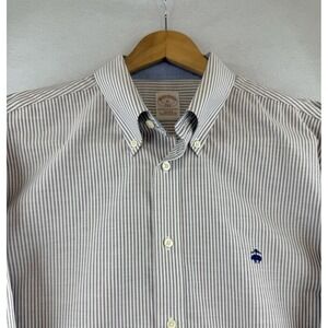 Brooks Brothers‎ 346, The Original Polo Shirt, Non Iron, Gray White Stripes, XL